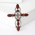 Ornate Crystal Cross Brooch in Four Colors for Jackets, Coats, and Scarves view 6