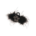 Black Feather Rhinestone Flower Small Shark Claw Hair Clip view 5