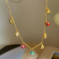 Delicate Floral Station Necklace in Silver Tone or Gold Tone view 4