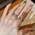 Champagne Gold Filigree Butterfly Open Rings Crystal Set view 2