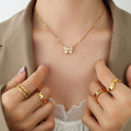 Gold Butterfly Zircon Pendant Necklace Clear Crystal Wings view 3