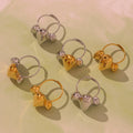 Sculptural Organic Blob Open Rings Gold Steel Two-Tone view 3