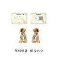 Gold Tiger Eye Crossed Rope Half Hoop Stud Earrings Pair view 3