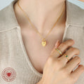 Gold Hollow Heart Pendant Necklace Fine Cable Chain view 3