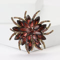 Antique Gold Layered Flower Brooch with Faceted Crystal Petals view 2