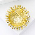 Gold Tone Sun Wheel Brooch With Turquoise and Red Bead Fringe view 3