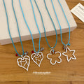 Blue Cord Outline Pendant Necklaces in Three Shapes view 2