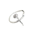 Silver Open Adjustable Rose Stem Crossing Band Ring view 5