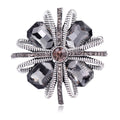 Burgundy Gray and Champagne Crystal Flower Metal Brooch Pin view 6