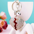 Two Piece Crystal Broken Heart Keychains in Gold and Silver Tone view 7