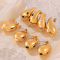 Gold Steel Oil Drip Teardrop Hollow Titanium Steel Earrings view 4