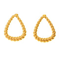 Gold Twisted Rope Triangle Teardrop Hoop Earrings Pair view 5