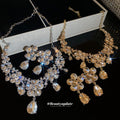Crystal Flower Teardrop Earrings And Necklace 4 Styles view 1