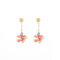 Pink Floral Cluster Pearl Look Long Dangle Earrings view 5