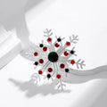 Red Silver Tone Snowflake Crystal Metal Brooch Pin view 2