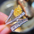 White Metal Yellow Pear Stone Multi Band Wrap Ring Alloy view 2