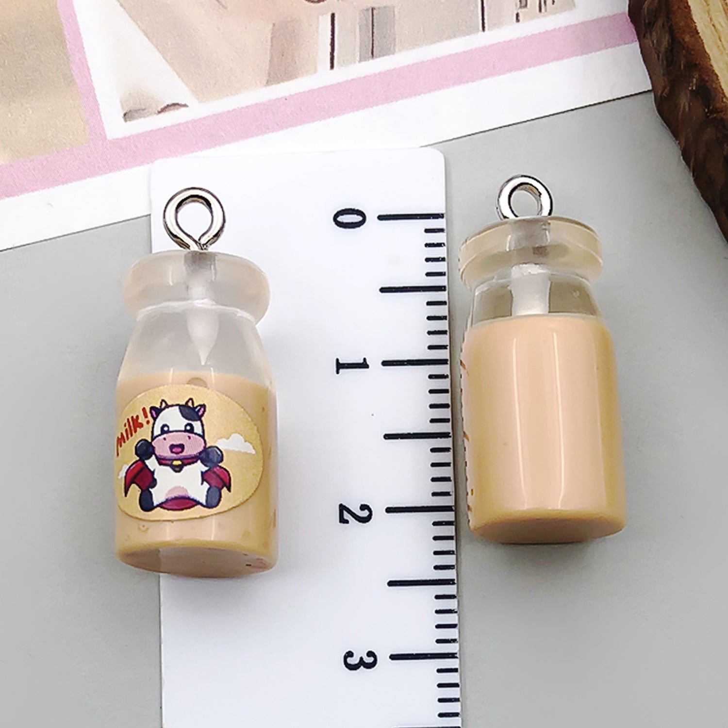 Colorful Resin Milk Bottle Charm Pendant for Earrings Necklace Keychain DIY