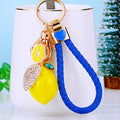 Jeweled Lemon and Citrus Keychains with Braided Wrist Loop Options view 8