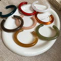 Thick Rounded Resin Open Cuff Bracelet In Seven Colors view 4