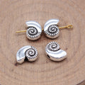 Spiral Shell Spacer Beads in Antique Gold and Silver Tones view 2