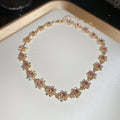Crystal Flower Link Choker Necklace Bracelet 10 Styles view 11
