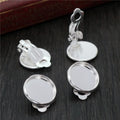 Round Bezel Clip-On Earring Findings in Mixed Metal Finishes view 3