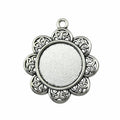 Floral Round Cabochon Pendant Tray Settings in Two Sizes view 1