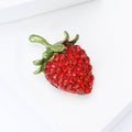 Red Crystal Strawberry Brooch with Green Leaf Cap Decorative Clothing Pin view 4
