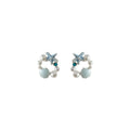 Silver Blue Starfish Shell Pearl Circle Stud Earrings view 5