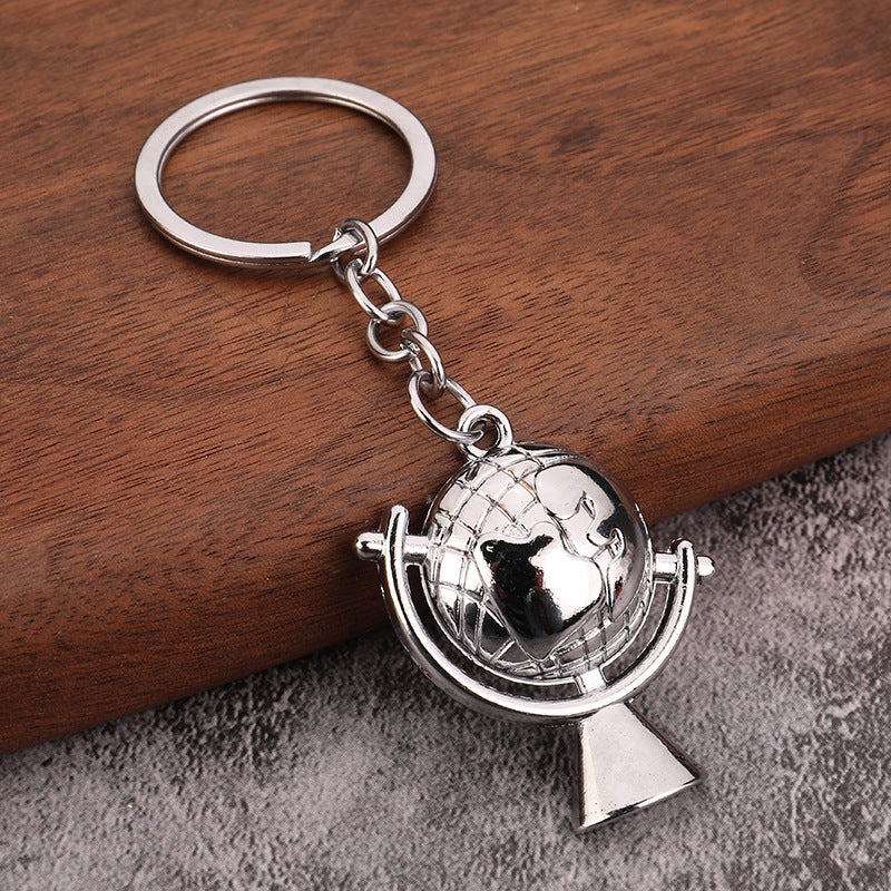 Globe Pendant Metal Keychain World Map Travel Theme Key Ring Charm