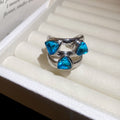 Geometric Triple Stone Open Rings Pink Blue Gray Nine Styles view 7