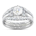 Engraved Round Solitaire Three-Ring Set In Three Metal Tones view 1