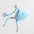 Braided Cord Star Charm Keychain With Fluffy Pom Pom And Bow view 5