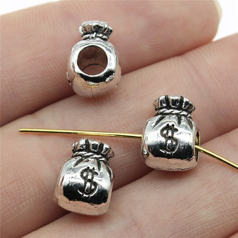 12x9x8mm 2.5g Gold Tone Zinc Alloy Money Bag Wallet Large Hole Beads for Bracelet Necklace Making