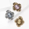 Large Vintage Cameo Profile Brooch in Beige Gray or Purple view 1