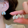 Pastel Enamel Sculpted U Hoop Earrings in Four Colors view 2