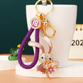 Jeweled Flower Rabbit Keychains in Four Colors with Plain Braided and Fortune Loops view 2