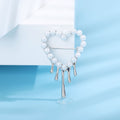 Pearl Melting Heart Drip Brooch Gold Silver Two Tones view 4