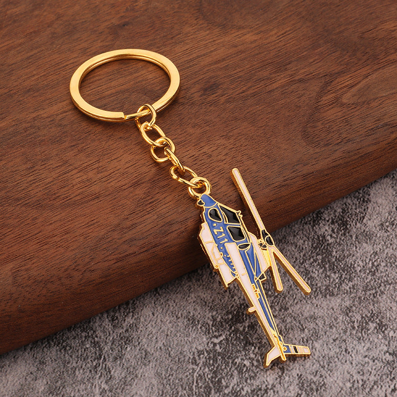 Helicopter Metal Keychain Creative Backpack Charm Student Gift