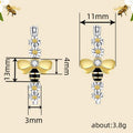 Two Tone Bee Daisy Floral Oval Hoop Earrings Silver Gold view 4