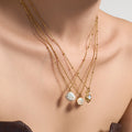Gold and Silver Tone Shell Pearl Drop Necklace Styles view 3