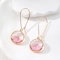 Gold Tone Round Pressed Flower and Glitter Resin Earrings view 2