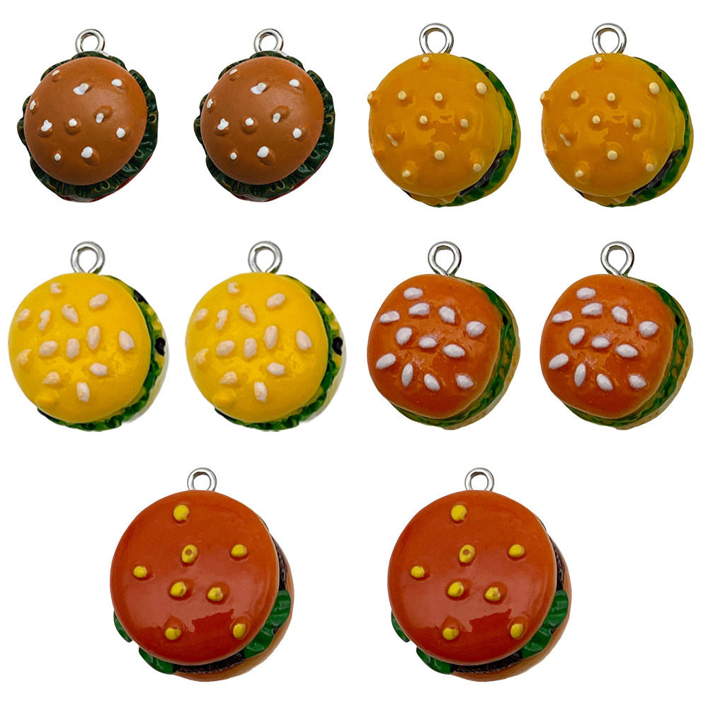 Resin Hamburger Charm Pendant for DIY Backpack Keychain and Fun Food Jewelry Accessories