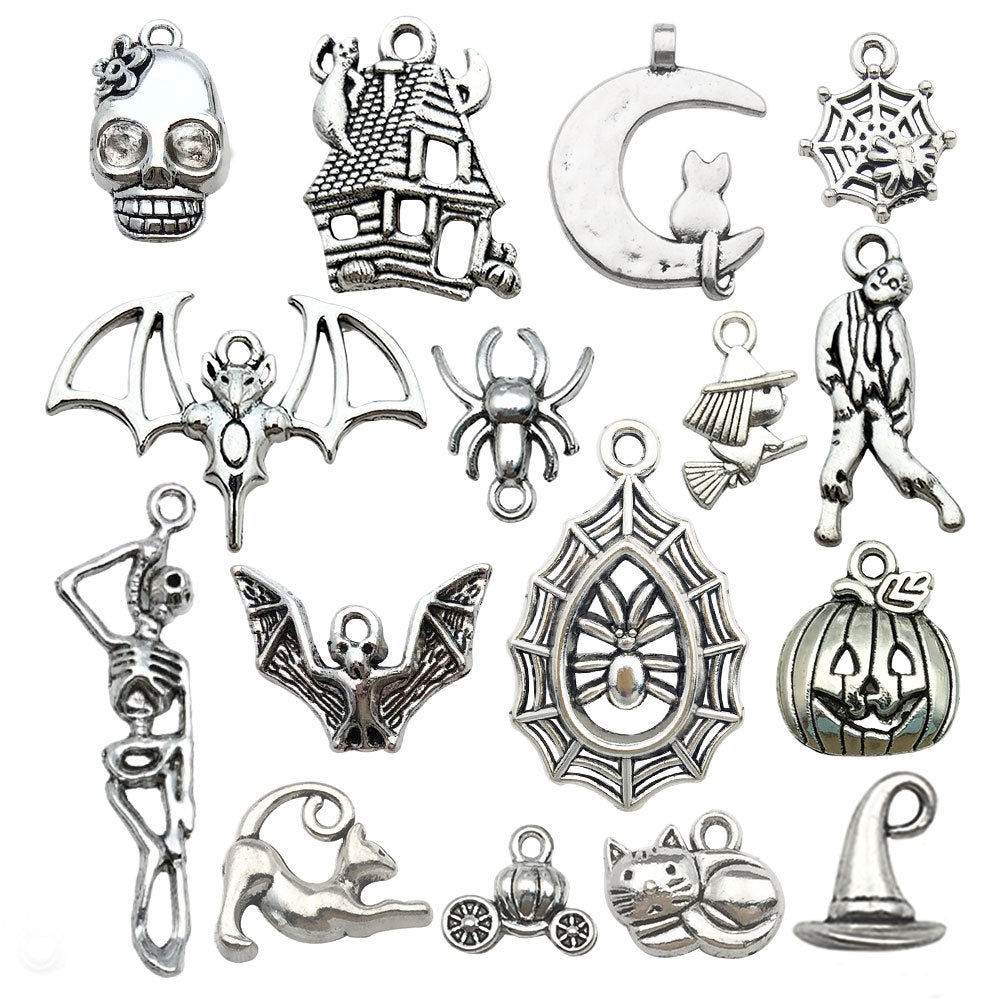 Zinc Alloy Halloween Pumpkin Bat Magic Hat Charm Pendant for DIY Bracelet Necklace