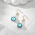 Gold Tone Double Sided Blue Evil Eye Hook Earrings view 2