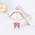 Pink Gold Tone Silver Tone Flower Crystal Pearl Look Metal Brooch Pin view 3