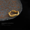 Gold Open Wave Rings Star Accents Matte And Polished Finishes view 4