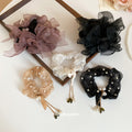 Organza Bow And Pearl Scrunchies With Charm Tassels view 4