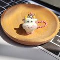 Flocked Cow Charm Keychains Pink Ball Chain 3 Poses view 3