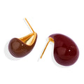 Color Enamel Teardrop Stud Earrings Copper Gold Post view 5